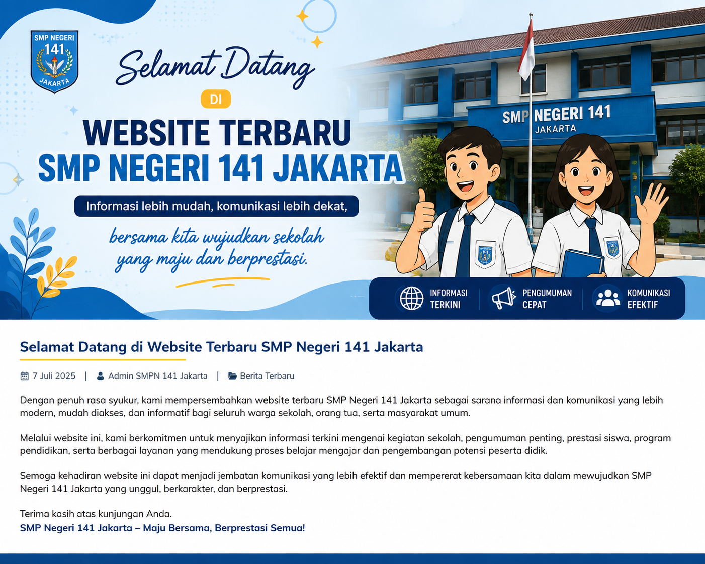 Selamat Datang di Website Terbaru SMP Negeri 141 Jakarta